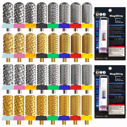 MagiBling Professional Nail Drill Bits Super Cut Carbide Nails Bit Cutter for Hard Acrylic Gel Removal Manicure Tools 3/32''
