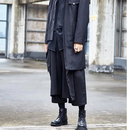 Gothic Dark Pants Y2k Irregular Side Button Samurai Pants Streetwear Fashion Nightclub Youth Trend Wide Leg Hakama Unisex 2026