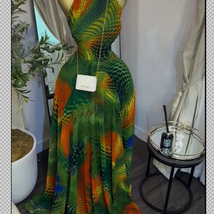GLCMYAYA Women Printed Sleeveless with Sashes Fit and Flare A-line Maxi Dress 2026 Streetwear Beach Holiday Long Dresses Vestido