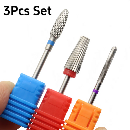 3PCS Stainless Steel Nail Drill Bits Set 2.35mm Shank Sharp Durable Cuticle Remover Gel Polish Removal Manicure E-File Bits