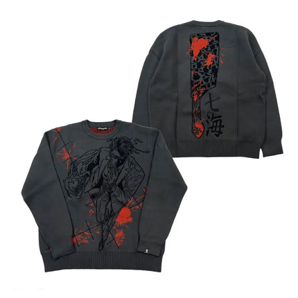 Heavyweight Anime Character Y2K Style Oversized Knitted Sweater Couple Loose Autumn Winter Overhead Knitted Pullover