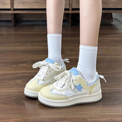 Women's Casual Flat Shoes - Cartoon Decor, Comfortable Breathable Sneakers, Lightweight Summer Campus Shoes for Daily Wear