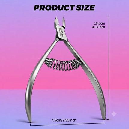 Professional stainless steel cuticle nippers, easily remove edge hangnails and cuticles, built-in spring labor-saving cutter,