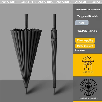 Extra Large 24 Ribs Long Handle Automatic Umbrella Double Layer Windproof Stormproof Big Size Rain Umbrella for Family Outdoor T