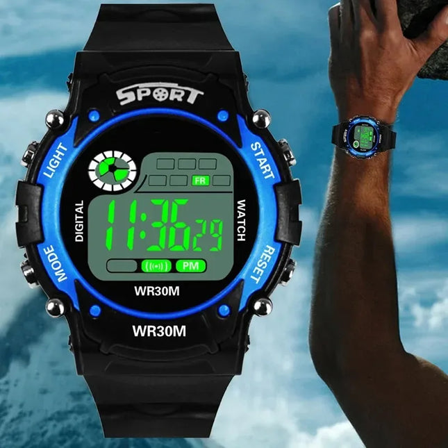 Colorful Light Kids Digital Watch Sport LED Display Luminous Waterproof Silicone Strap Alarm Calendar Stopwatch Student Daily