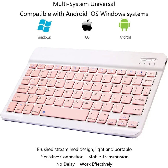 10 Inches Bluetooth Mouse Keyboard Set For Ipad Mobile Phone Tablet Universal Ultra-thin Wireless Pink Green - product image