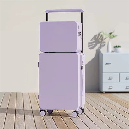 20+14'24+14' Luggage Set with USB & Cup Holder TSA Lock 360° Wheels Side-standing Foot Hook PC+ABS Suitcase Foldable Travel Case