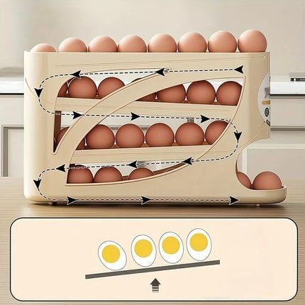 3-Tier Rolling Egg Storage Container For Refrigerator Holds 24 Eggs Organizer Rack Large Capacity Kitchen & Fridge - product