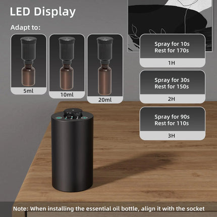 Waterless Essential Oil Diffuser Battery Operated Cordless Aromatherapy Diffuser with Timing & 3 Mist Levels car Diffuser