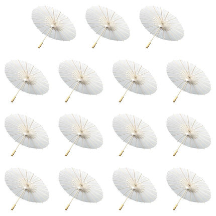 30-1PCS White Paper Parasol Umbrellas DIY Photo Cosplay Prop Bamboo Umbrella For Wedding Party Summer Beach Decor