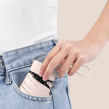 UPF50+ Mini Compact Pocket Umbrella For Women Light 5 Folding Sun Protection Sun Rain Small Card Bag Portable Umbrellas New