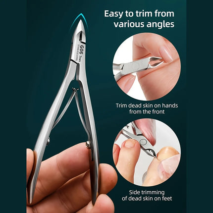 Professional Stainless Steel Cuticle Trimmer with Sharp Blade - Dual Spring Nail Clipper for Precise Manicure & Pedicure