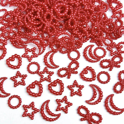 100Pcs/Bag Cute Bow Flower Star Heart Nail Charms Randomly Mixed Sweet Hollow Pearl Heart Nail Art Decorations Accessories