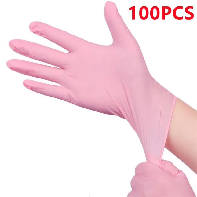 Pink Nitrile Disposable Gloves for Household Cleaning Working Kitchen Gardening Dishwashing Latex Free Nail Salon Tattoo Gloves