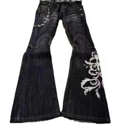 Y2K Micro La Retro Wide Jeans 2006 Leg Pants New High Waist Harajuku Loose Embroidered Women Jeans with Rock Punk Style