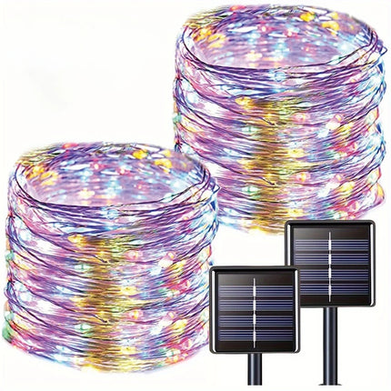 Outdoor LED Solar Fairy String Lights Waterproof Garden Decoration Garland 8Modes Copper Wire Light For Street Patio Christmas