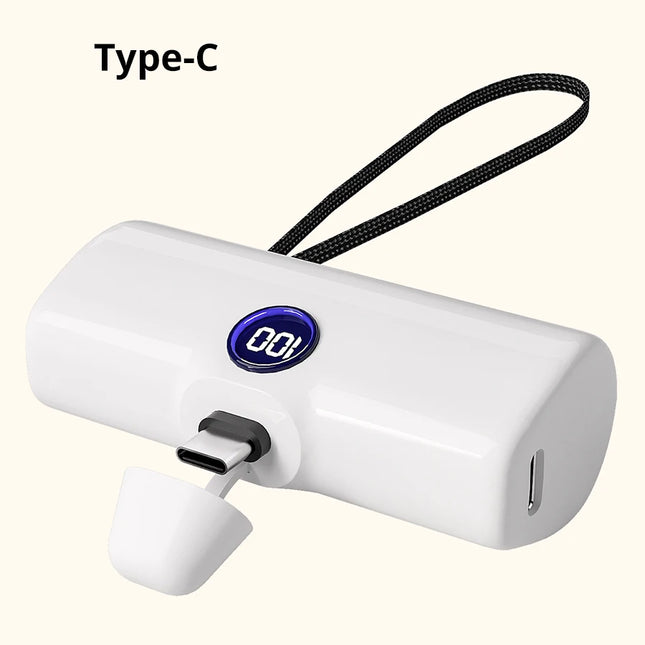 Powerbank Externer Akku für schnelles Laden für iPhone Samsung Huawei Xiaomi HONOR 5000mAh Type C oder Lightning