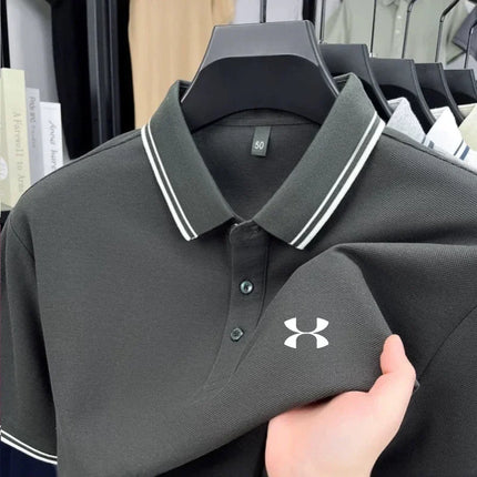 100% Cotton Men's Short Sleeved Embroidered Polo Shirt Sports Brand Striped Top Summer Comfortable and Breathable Casual T-shirt