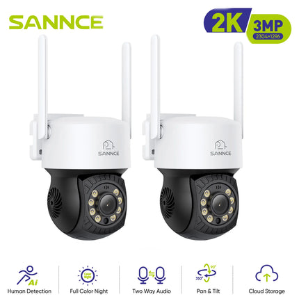 SANNCE 3MP PT Wireless Security Camera Pan & Tilt WiFi IP Cameras for SANNCE N98WHG NVR, AI Human Detection IR & Color night vision Wifi Camera