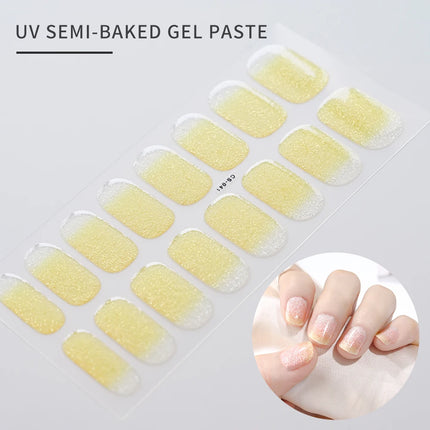 Semi Cured Wraps Fast Gel Nail Sticker Soild Nail Gel Wraps Adhesive Full Cover Gel Nail Decal UV Lamp Cured Manicure Decoration
