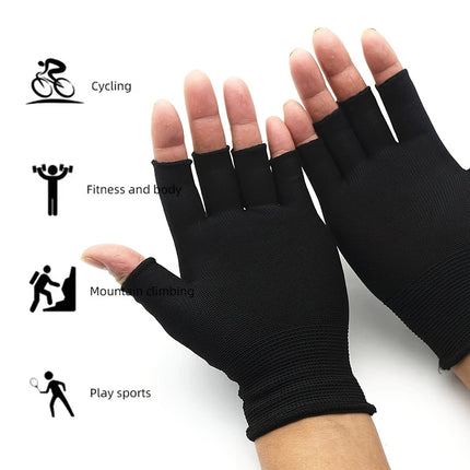 1 Pair Men's and Women's Multifunctional Half Finger Gloves Wear Resistant Knitted Wrist Protection Gloves