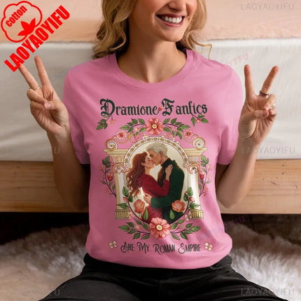 Dramione Fanfics Are My Roman Empire Cotton T-Shirt Booktok Era Manacled Fans Fanfiction Reader Book Lover Gift Bookish Shirt