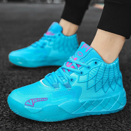 Men's Platform Sneakers Anti-Slip Thick Sole High Top Lace-up Running Basketball Shoes Knitted Fabric Sports Shoes Male Trainers