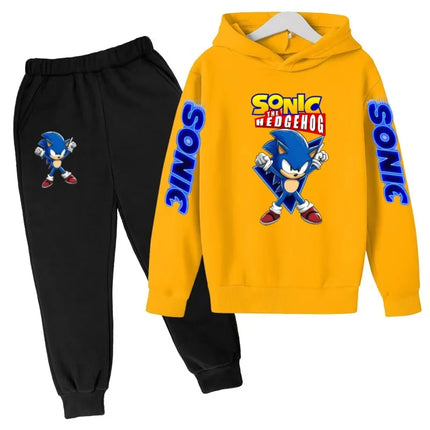 Kids New Supersonic Clothing Jogging Blue Sweatshirt Top Coat+Pants Two-piece Hoodie Boys Girls3-12Yrs Clothes Casual Sports Set