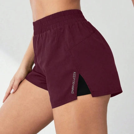 2026 New Style Faux Two-Piece Anti-Exposure Yoga Shorts Sports Shorts Running Fitness Tennis Casual Basic Sports Pants Women's