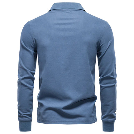 2025 Autumn Polo Shirt Men Embroidery Long Sleeve Cotton Rich Blend Breathable Polos Solid Color Business Golf Polo Shirts Male