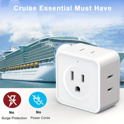 5 Way Multi Plug Outlet Extender, Wall Outlet Expander, Small Electrical Outlet Splitter for Travel, Home, Office - product i
