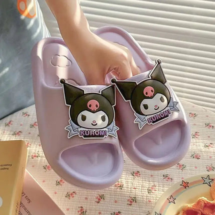 Sanrio Kuromi Cartoon Women's Cloud Slides, Breathable Non-Slip Indoor/Outdoor Slides with Cute Kawaii Design