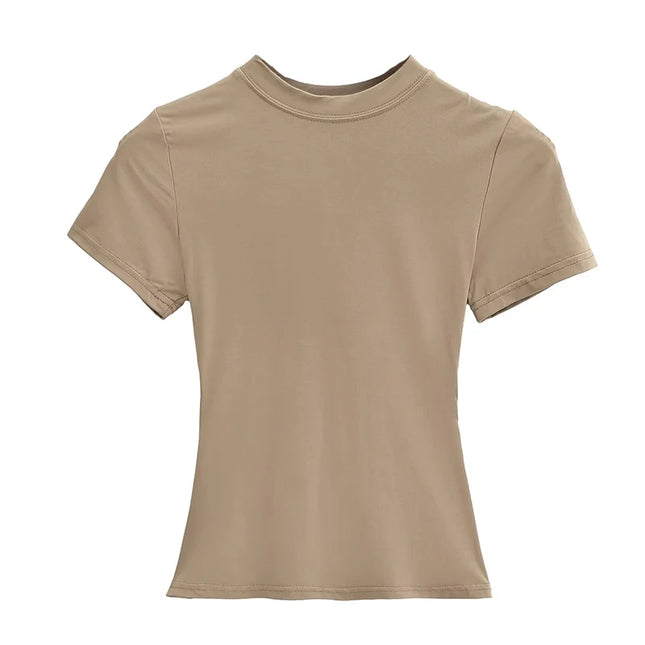 2025 Neue hochwertige lässige T-Shirts Sexy schmale Kurzarm-Mode-Trend einfarbige Damenbekleidung Y2K-Oberteile