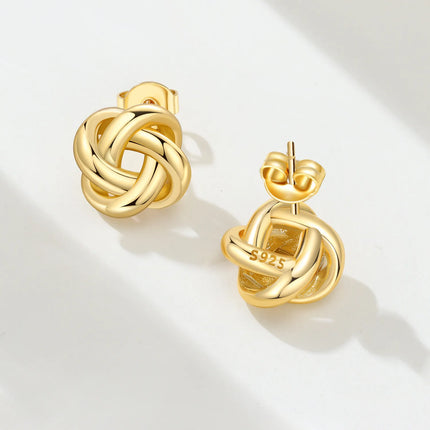Orstarry S925 Sterling Silver 18k Gold Classic Knot Stud Earrings For Lady S925 Jewelry Party Anniversary Trendy Gifts