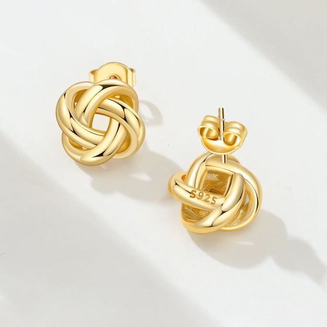 Orstarry S925 Sterling Silver 18k Gold Classic Knot Stud Earrings For Lady S925 Jewelry Party - product image 2
