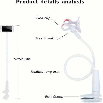 Lazy Bedside DesktopMobile Phone Clamp Bracket Flexible Long Arm Gooseneck Lazy Person Bracket With Handle - product image fr