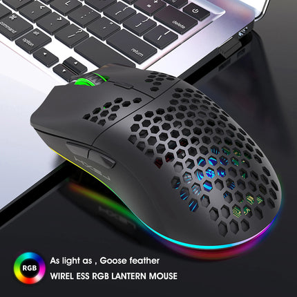 HXSJ 60% Wireless Gaming Keyboard and Mouse Combo,LED Backlit Rechargeable 2000mAh Battery,Mini Mechanical Feel - product ima