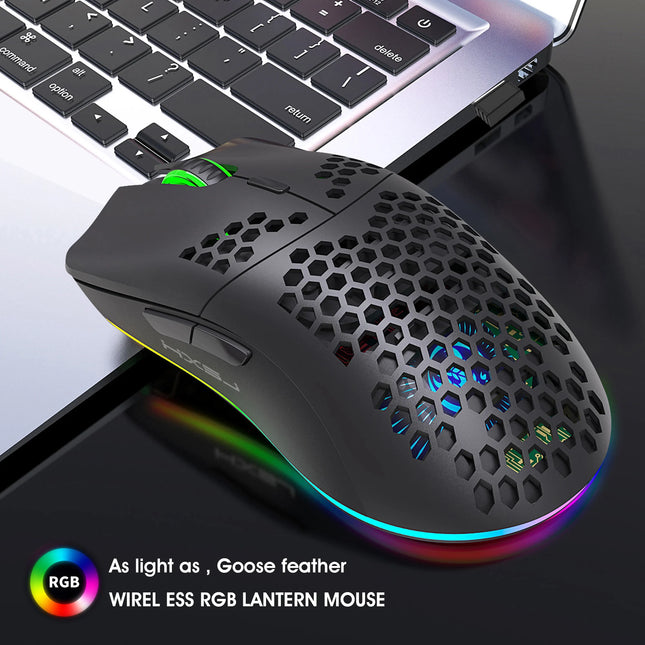 HXSJ 60% Wireless Gaming Keyboard and Mouse Combo,LED Backlit Rechargeable 2000mAh Battery,Mini Mechanical Feel - product ima