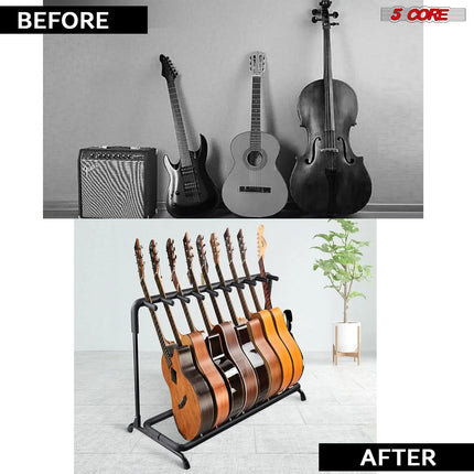 5 Core Multi Guitar Rack Stand Floor 9 Slot Adjustable Flying V Guitars Holder GRack 9N1 OVAL