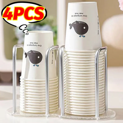 1/4PCS Acrylic Paper Cup Holder Household Disposable Cup Storage Rack Office Kitchen Living Room Counter Desktop Storage Rack