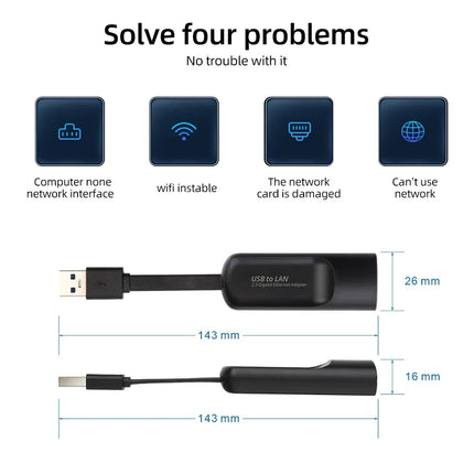 2500Mbps Ethernet Adapter 2.5G USB 3.0 Type C to RJ45 Network Card Wired Ethernet Gigabit Adapter 100/1000M Lan for MacBook iPad