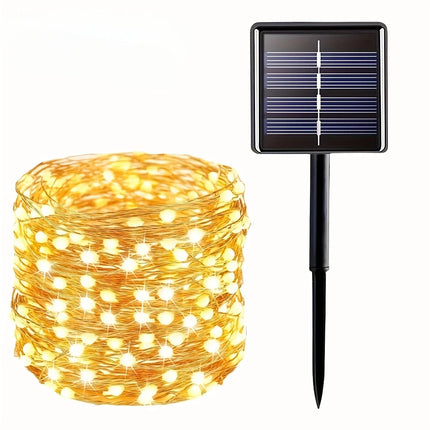 Outdoor LED Solar Fairy String Lights Waterproof Garden Decoration Garland 8Modes Copper Wire Light For Street Patio Christmas