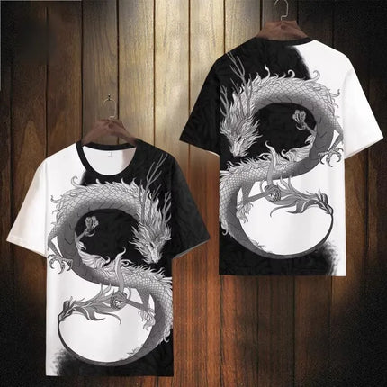 New Chinese Style T-Shirts Dragon Totem 3D Print Men Women Tees Short Sleeve Round Neck T Shirt Harajuku Y2K Tops Men's Clothing
