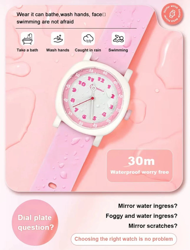 OHSEN Pink Silicone Kids Quartz Watch - image 2
