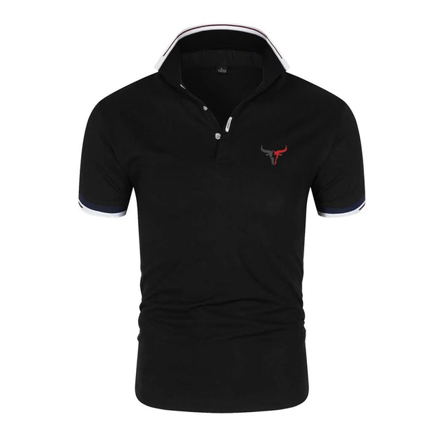 2025 Men New Sport Bull Pattern Six-color Polo Shirts Stand Collar Breathable Sport T-shirt Summer Fashion Short Sleeve