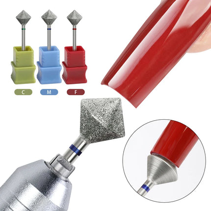 1/2Pcs C Radians Diamond Nail Drill Bit Milling Cutter Nail Edge Trimming Tool Diamond Sand Polishing Manicure Accessories