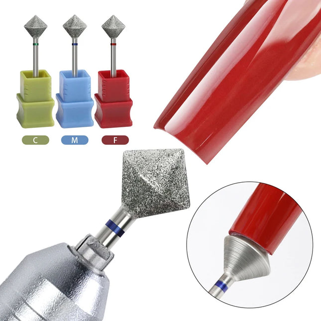 1/2Pcs C Radians Diamond Nail Drill Bit Milling Cutter Nail Edge Trimming Tool Diamond Sand Polishing Manicure Accessories