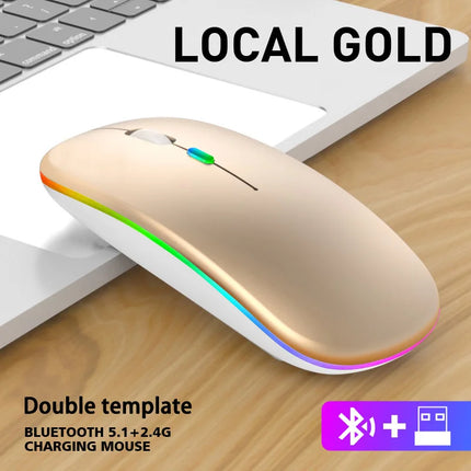 Wireless Mouse 2.4GHz Bluetooth Rechargeable Mouse Quiet Ergonomic Gaming Mouse With USB Backlight 1600DPI Mouse - product im