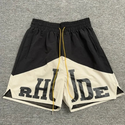 Black Vintage RHUDE Racing Laurel Wreath T-shirt R Logo Grand Prix Crew Neck Cotton RHUDE Casual Streetwear Short Sleeve Top Tee