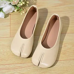 Fashion Soft Leather Split Toe Women Tabi Ballet Flats Spring Autumn Comfortable Walking Lazy Loafers Casual Girls Dance Shoes